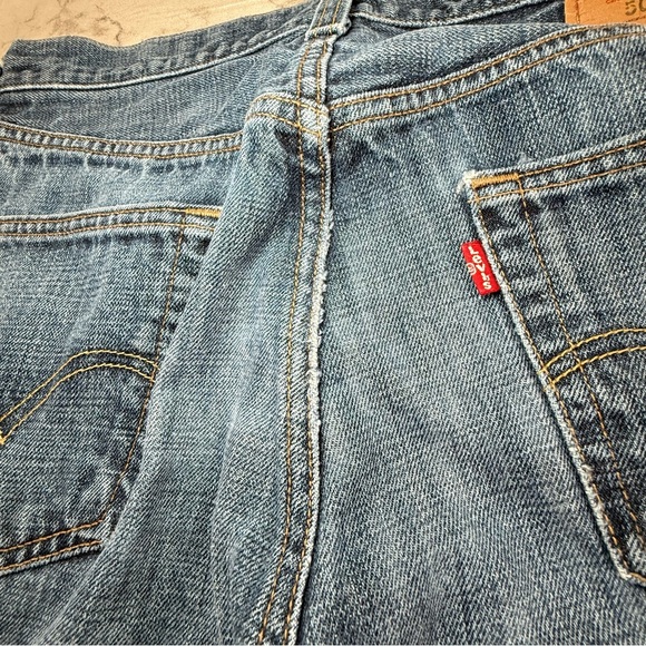 Levis Jeans 501 Straight Button Fly Blue Jeans - Picture 8 of 16